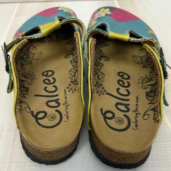 Calceo Comfort Clogs Sz 38(US 7.5–8)Hand Painted Floral Mary Jane Slip On Shoes - Picture 7 of 8